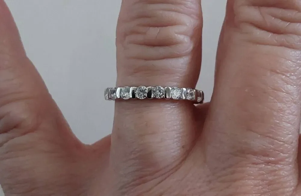 2 Ct. Round Sim Diamond & Bar Link Eternity Band Ring Sz 8~925SS